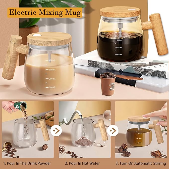 electric coffee mug self stirring cup with glass inner tank