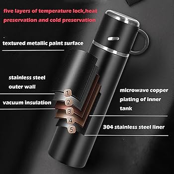 Elegant 500ML Stainless Steel Vacuum Flask & Mug Set